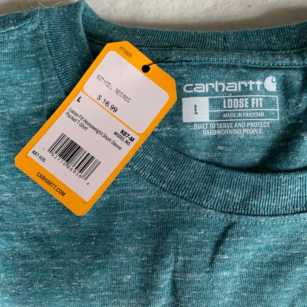 Men's Large loose fit T-Shirt. teal heather color.  Brand new with tags